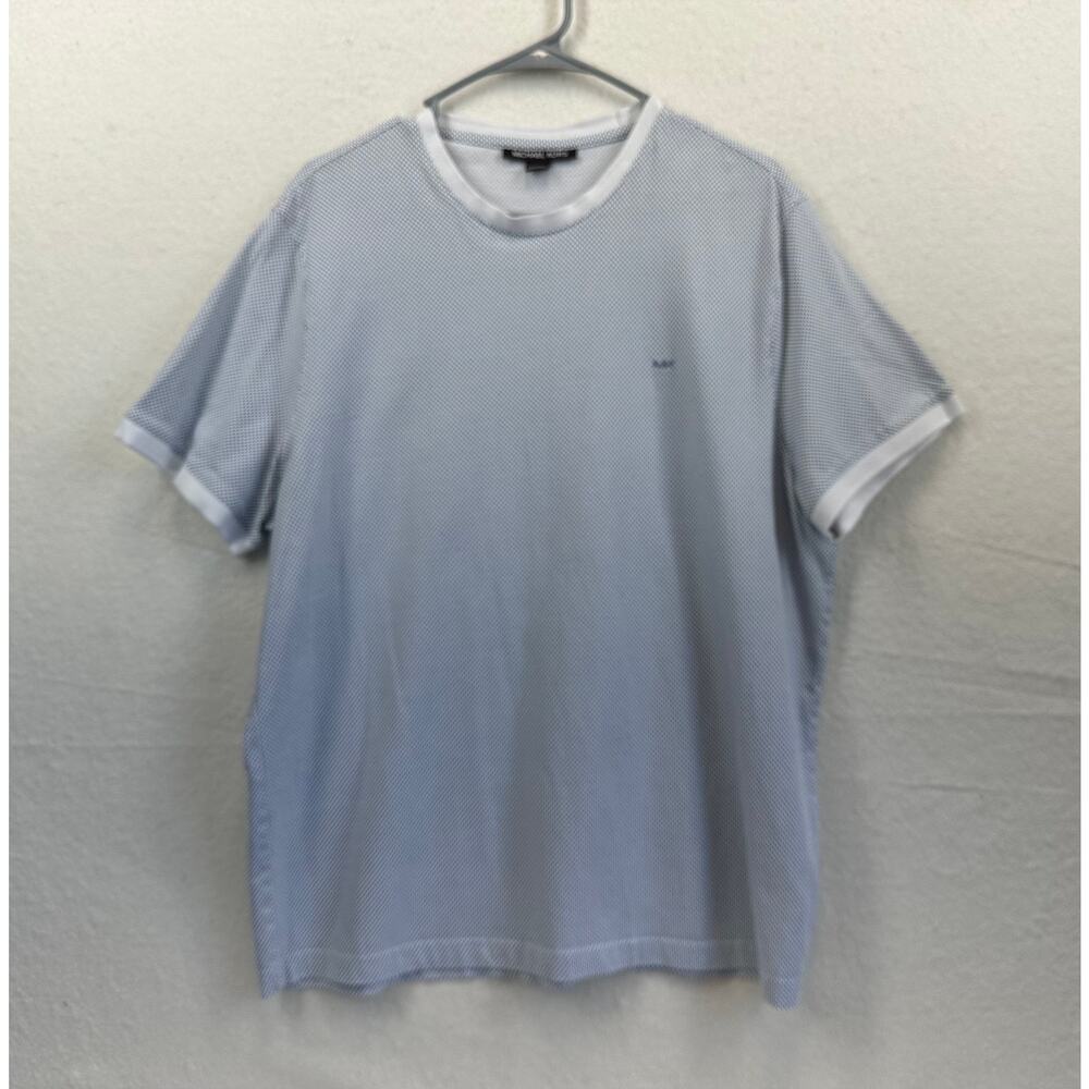 Michael Kors Men's Cotton Print Crew Preppy Casual Blue/White Short Sleeve SZ XL